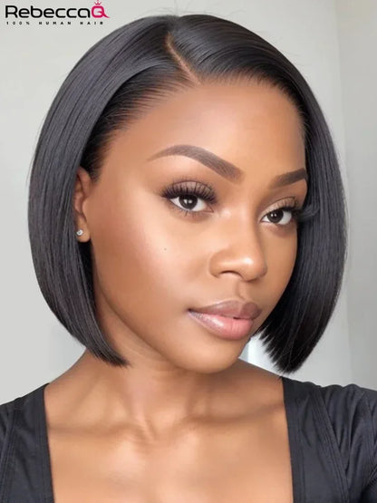 8 Inch Straight Bob Wig 100% Human Hair Natural Black
