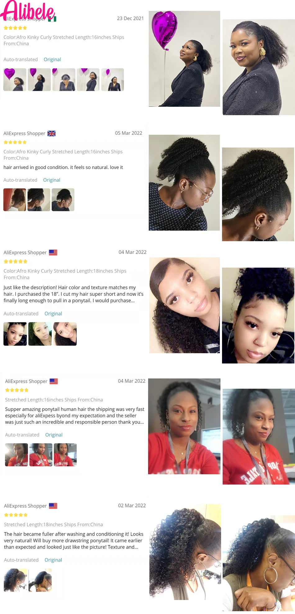 Mongolian Afro Kinky Curly Clip-In Ponytail Extension