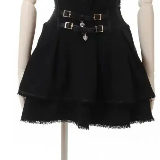 Japanese Sweet Lolita Mini Skirt Women Retro Lace Skirt