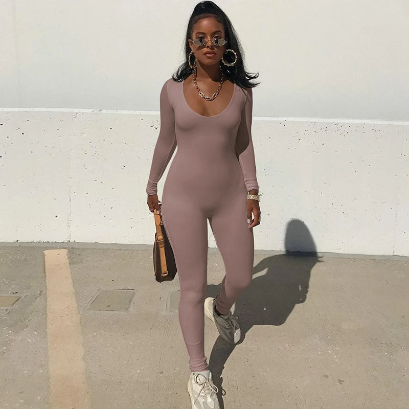 Dulzura Women Long Sleeve Bodycon Jumpsuit Overall