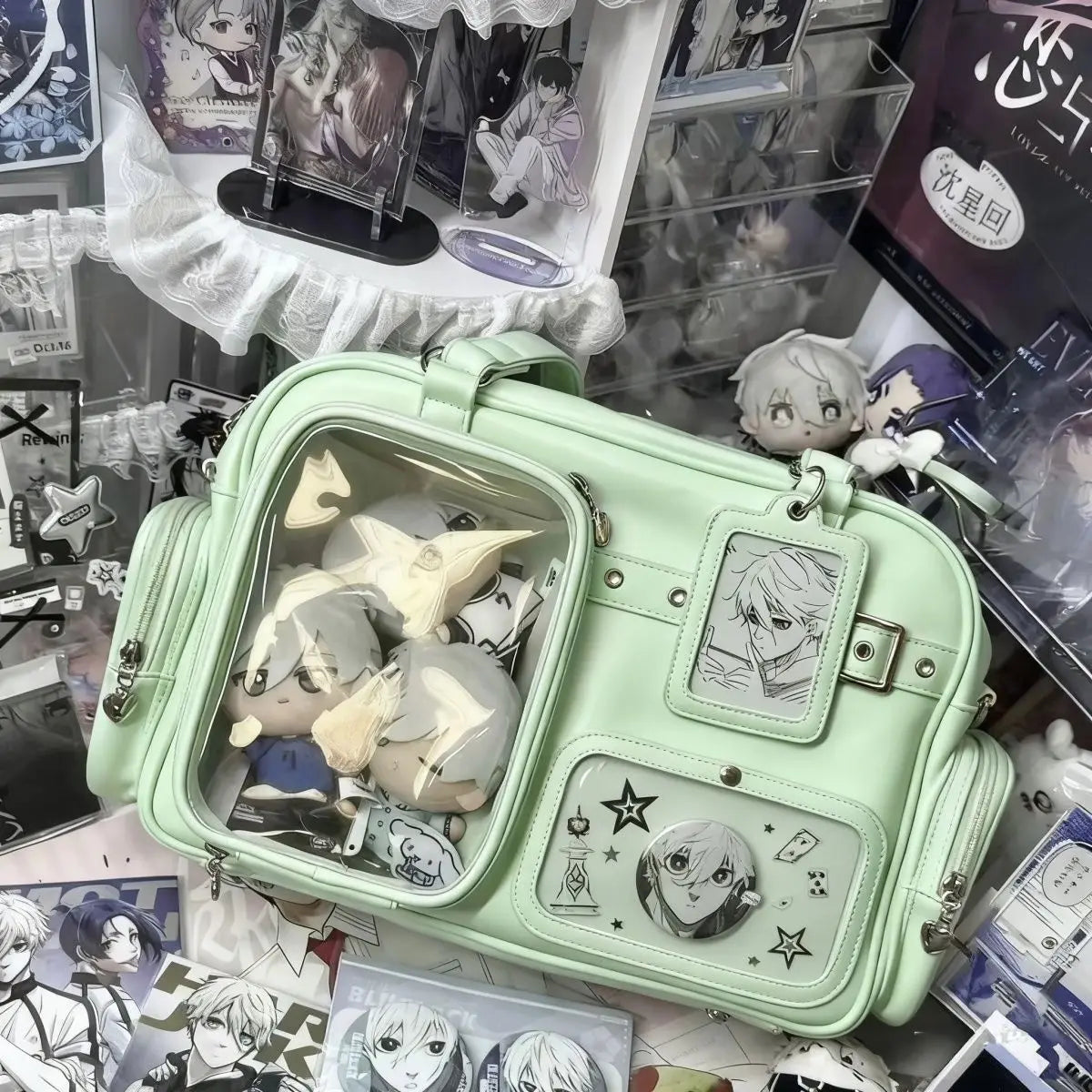 Harajuku Pin Doll Ita Bag Women PU Leather Shoulder Bag