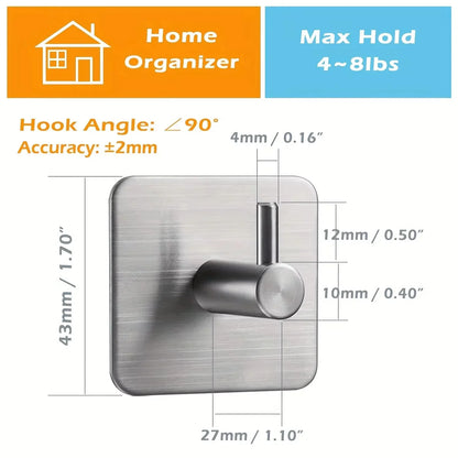 Adhesive Heavy Duty Wall Hook Waterproof Iron