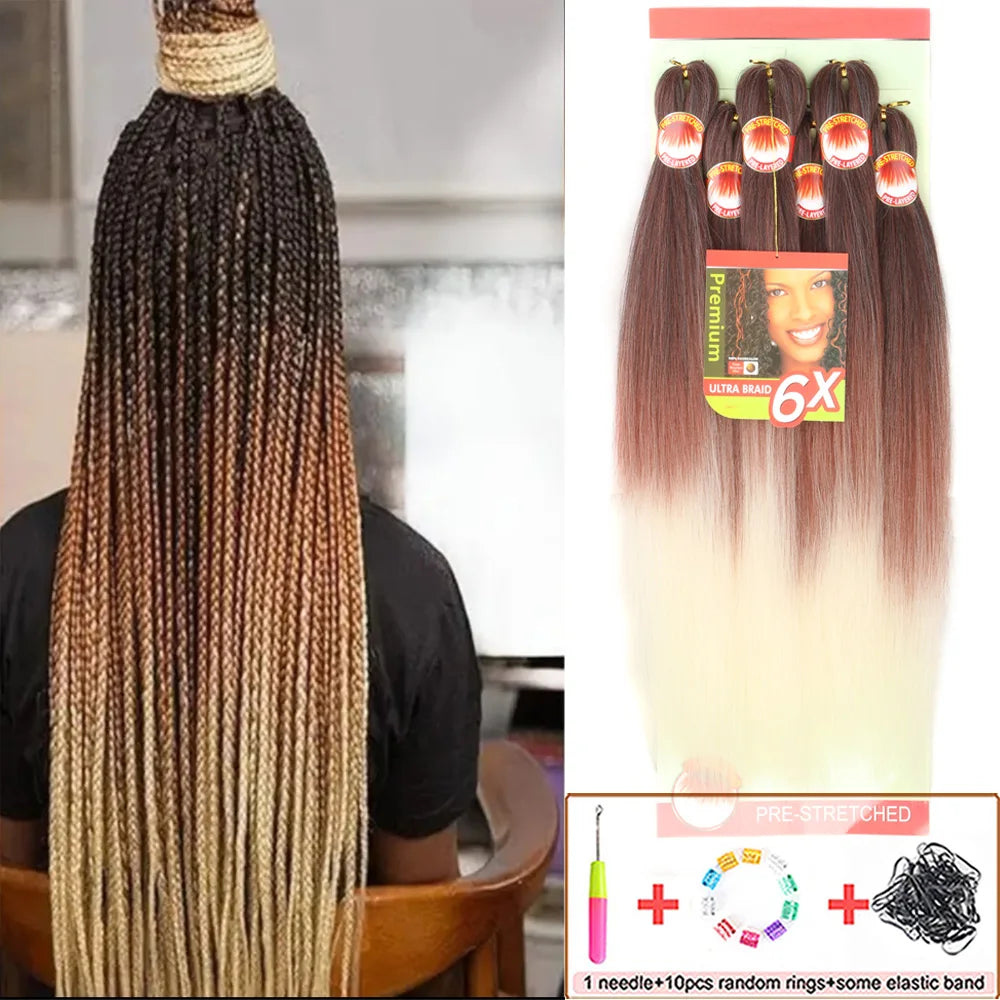 26 Inch Pre Stretched Blonde Ombre Braiding Hair