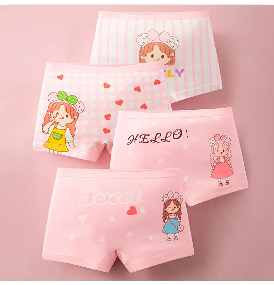 Summer Girl Cartoon Cotton Boyshorts Underwear Set