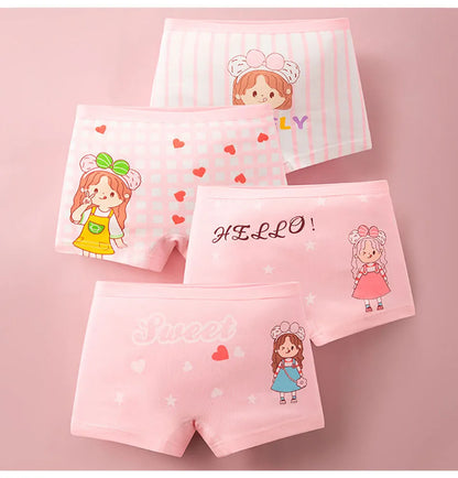 Summer Girl Cartoon Cotton Boyshorts Underwear Set
