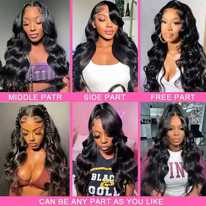 Body Wave 13x6 HD Transparent Lace Frontal Wig Natural Off Black