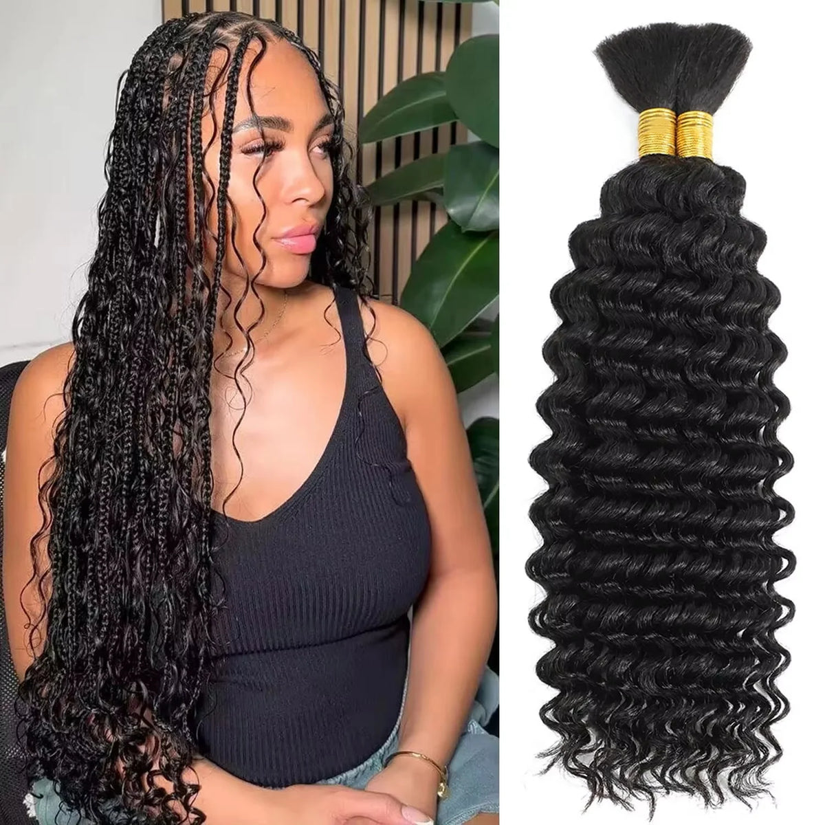 Deep Wave Bulk Human Hair 100g for Braiding