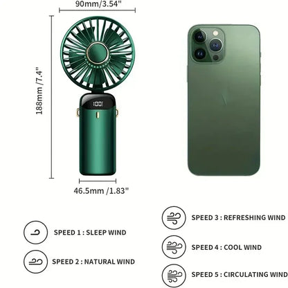 Portable Rechargeable Handheld Fan with LED Display