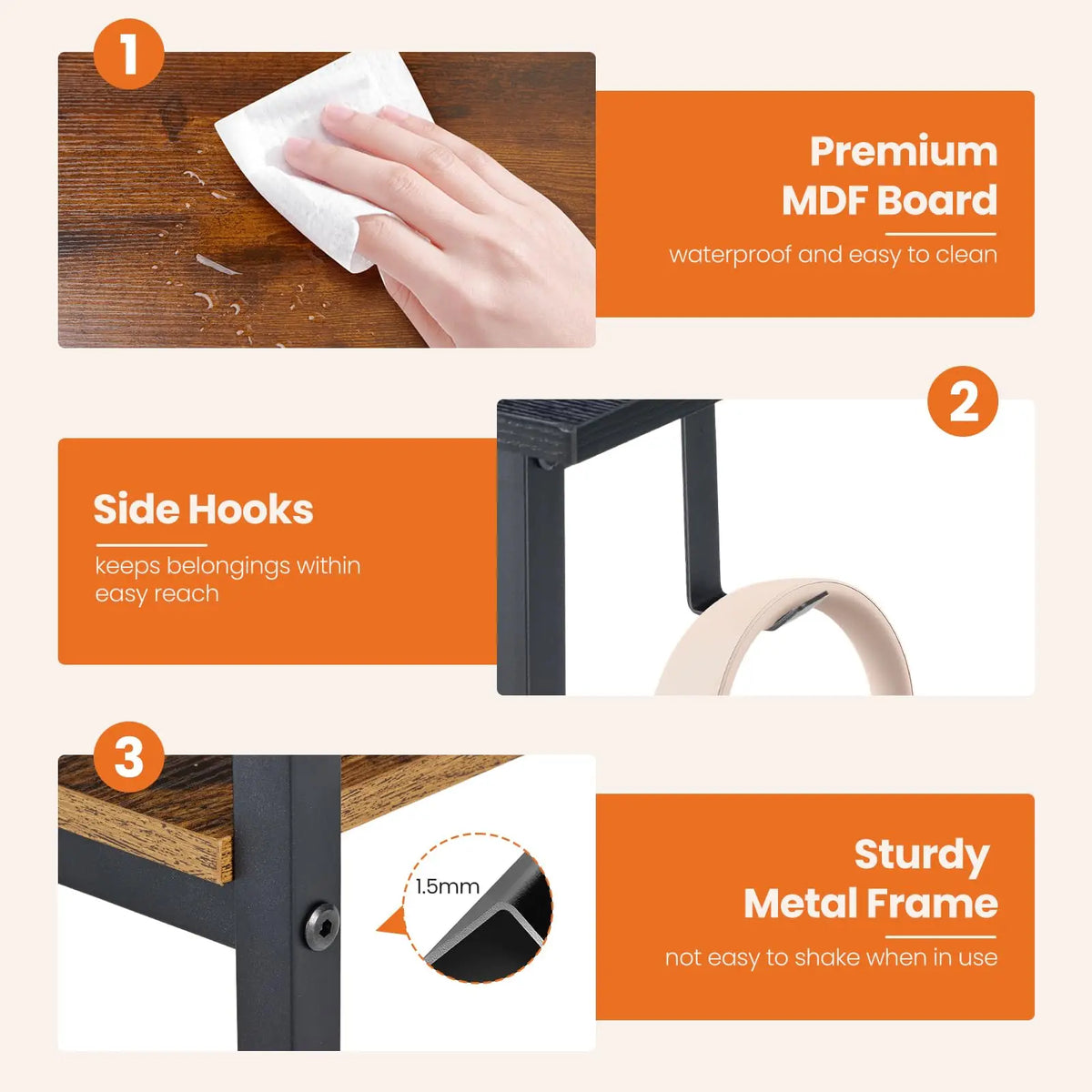 JHK 47 Inch Wood Computer Desk with 2 Drawers