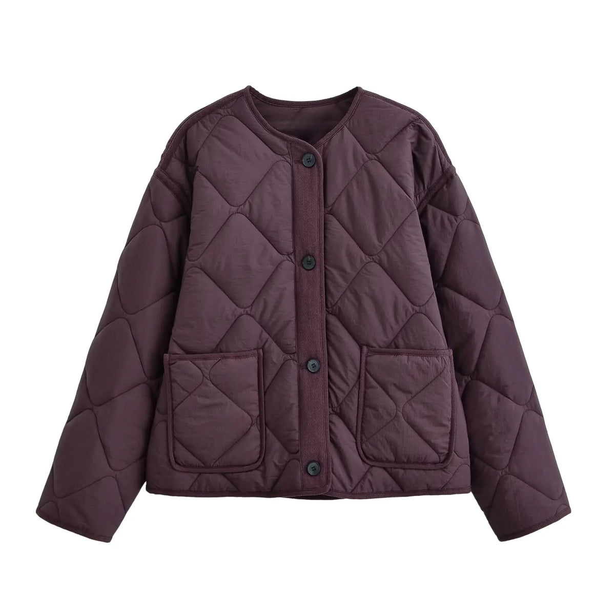 Solid Single-Breasted O-Neck Jacket for Women