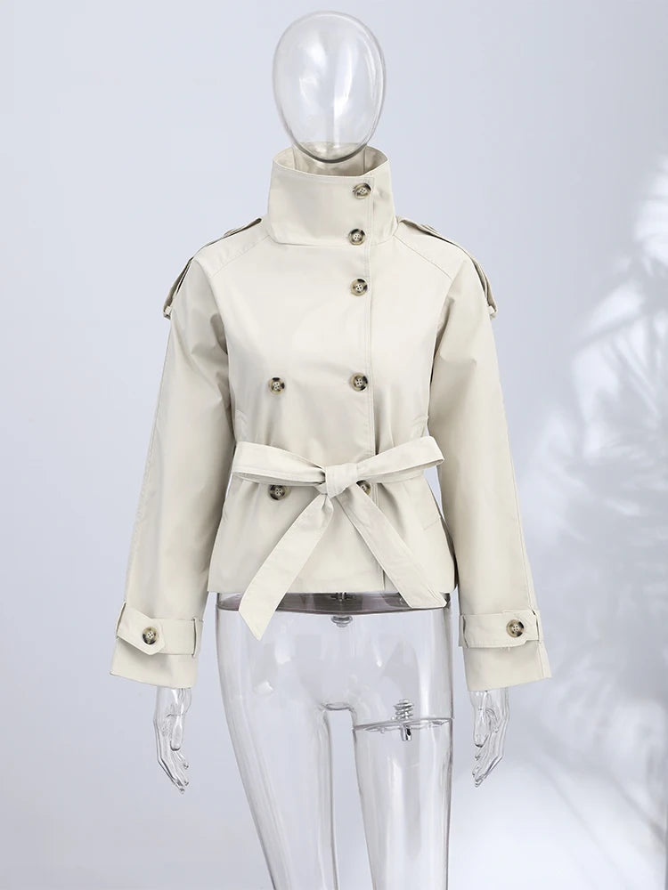 Women's Double Breasted Long Trench Coat Windbreaker