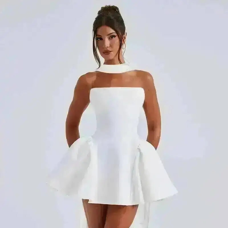 Avrilyaan Off Shoulder Backless A-line Mini Dress