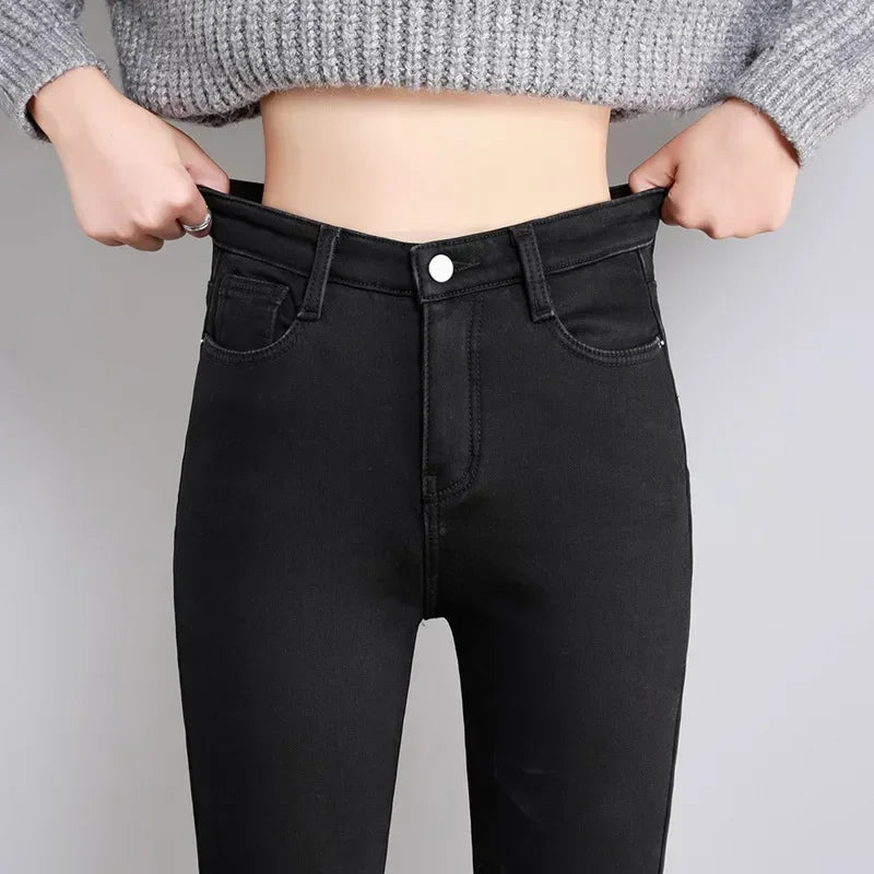 Women's Winter Plush Stretch Skinny Jeans