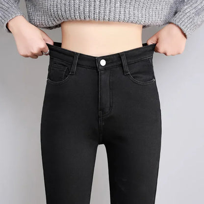 Women's Winter Plush Stretch Skinny Jeans