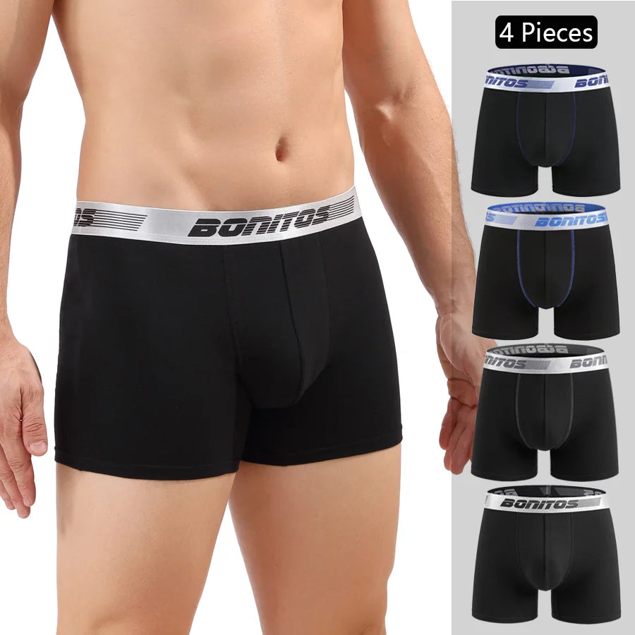 4pcs Cotton Boxer Shorts for Men Soft Underwear Set