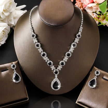 Water Drop Necklace and Earrings Set for Women