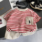 Cotton Striped T-Shirt and Shorts Set for Kids