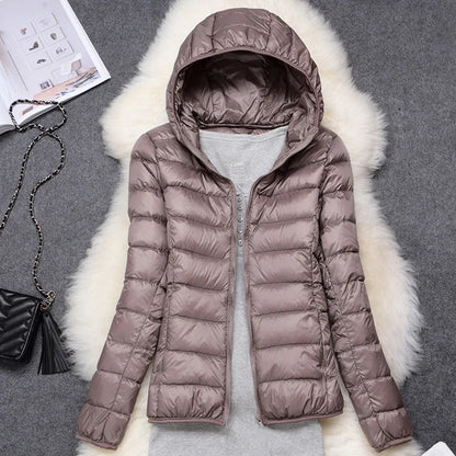Women Hooded Puffer Jacket Plus Size Lightweight
