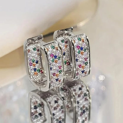 Huitan CZ Hoop Earrings for Women in Silver and Gold