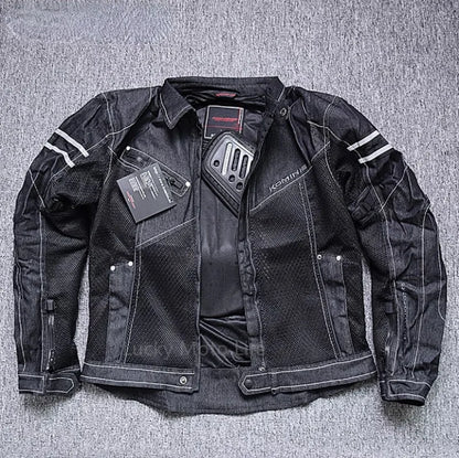 KOMINE JK006 Breathable Denim Mesh Motorcycle Jacket