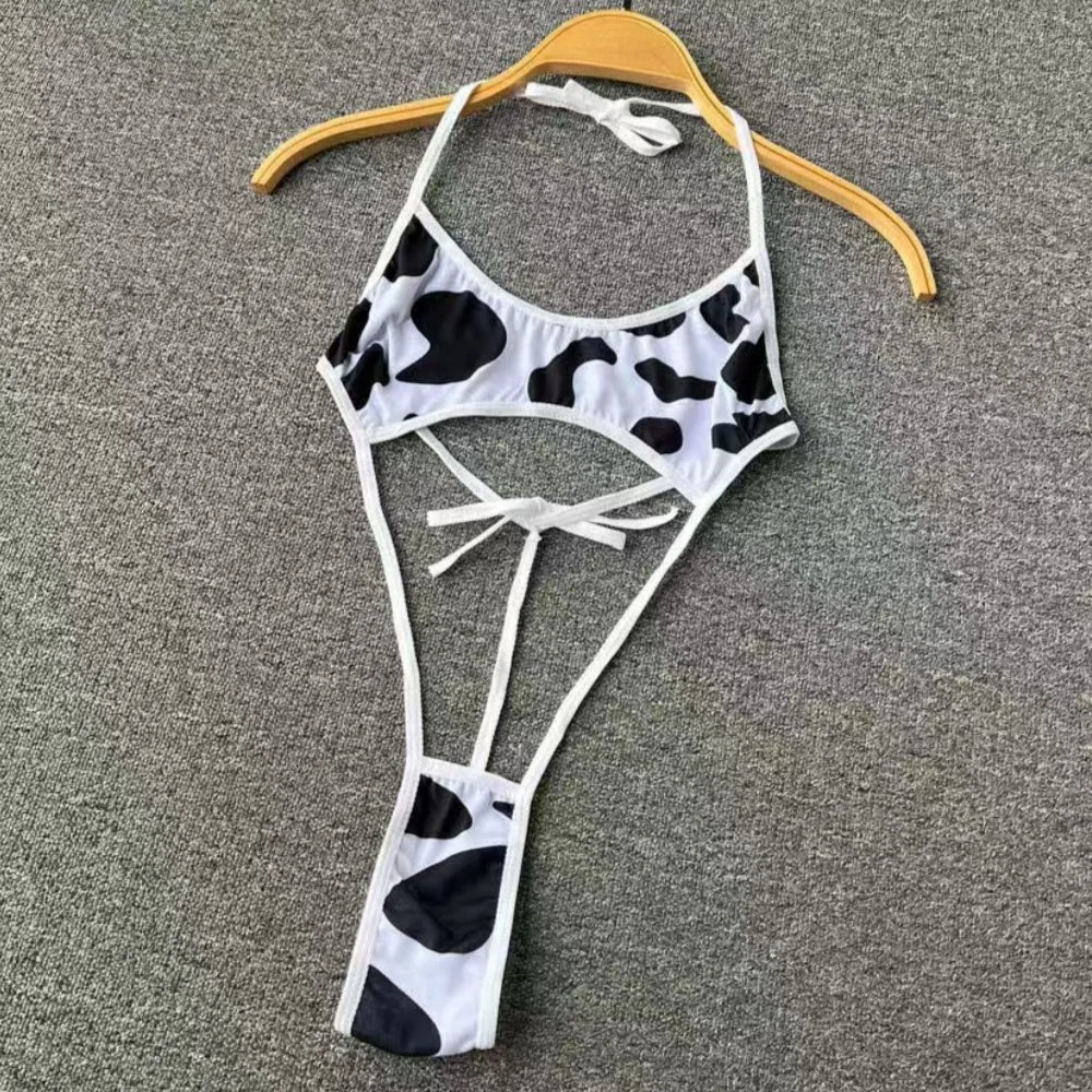 Women Transparent Lace Up Halter Bodysuit Romper