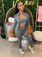 Weird Puss Women 3 Piece Tracksuit Set with Zipper Jacket