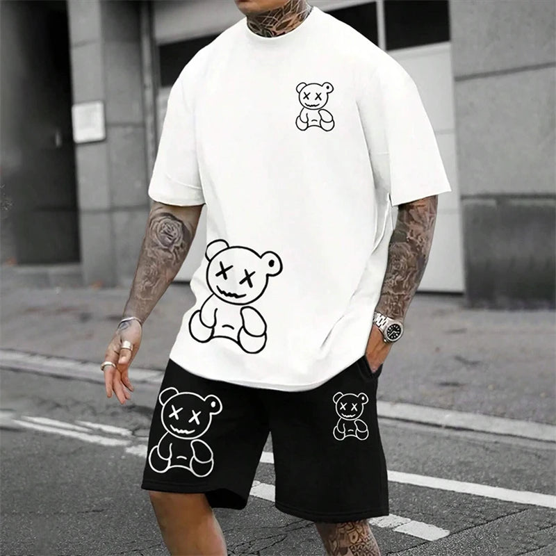 Men's Summer Loose Harajuku T-Shirt and Shorts Set