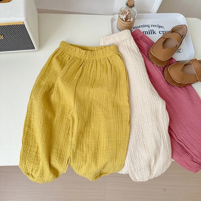 Summer Thin Solid Color Anti Mosquito Pants for Kids