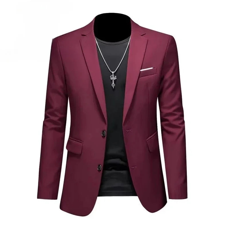 Men's White Formal Suit Jacket with Long Sleeves