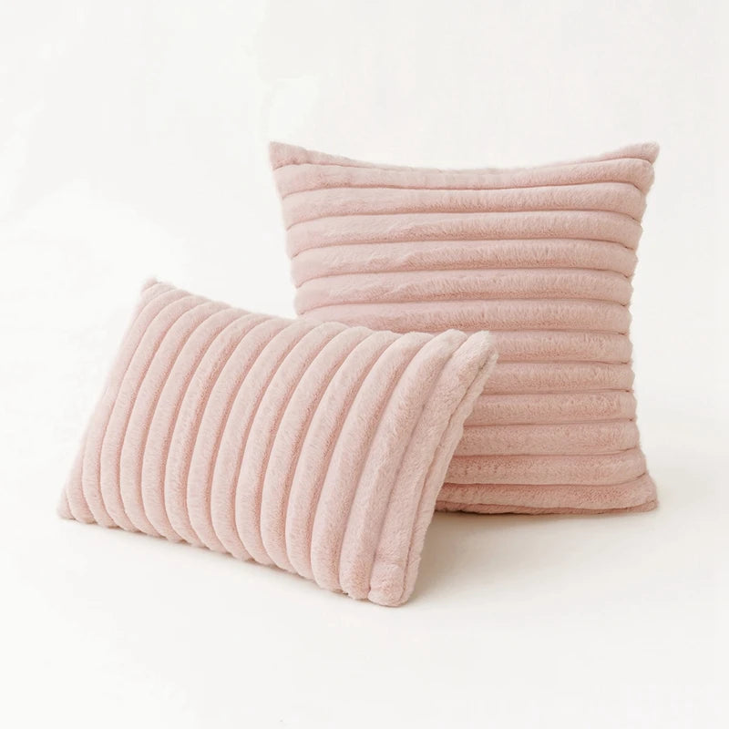 Faux Fur Plush Throw Pillow Covers 30x50cm 45x45cm Orange Green Pink Cream