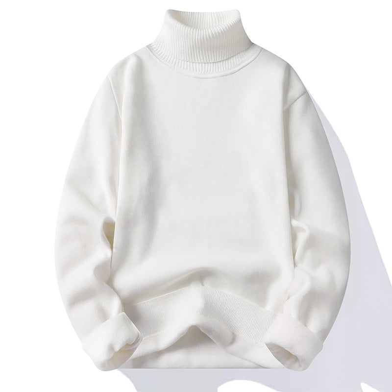 Mens Knitted Turtleneck Sweater Slim Fit Casual
