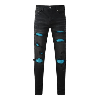 Men's Retro Wash Low Rise Elastic Skinny Denim Jeans
