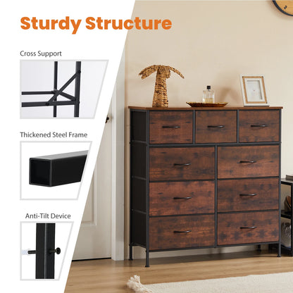 JHK Modern Fabric Dresser With 9 Storage Drawers