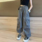 Girls Loose Cargo Pants with Belt for Daily Wear