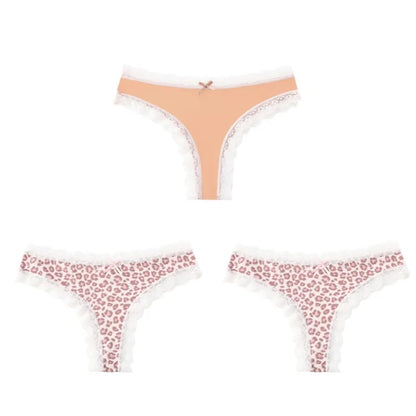 BZEL Women Lace Thong Panties Low-Waist G-String Leopard