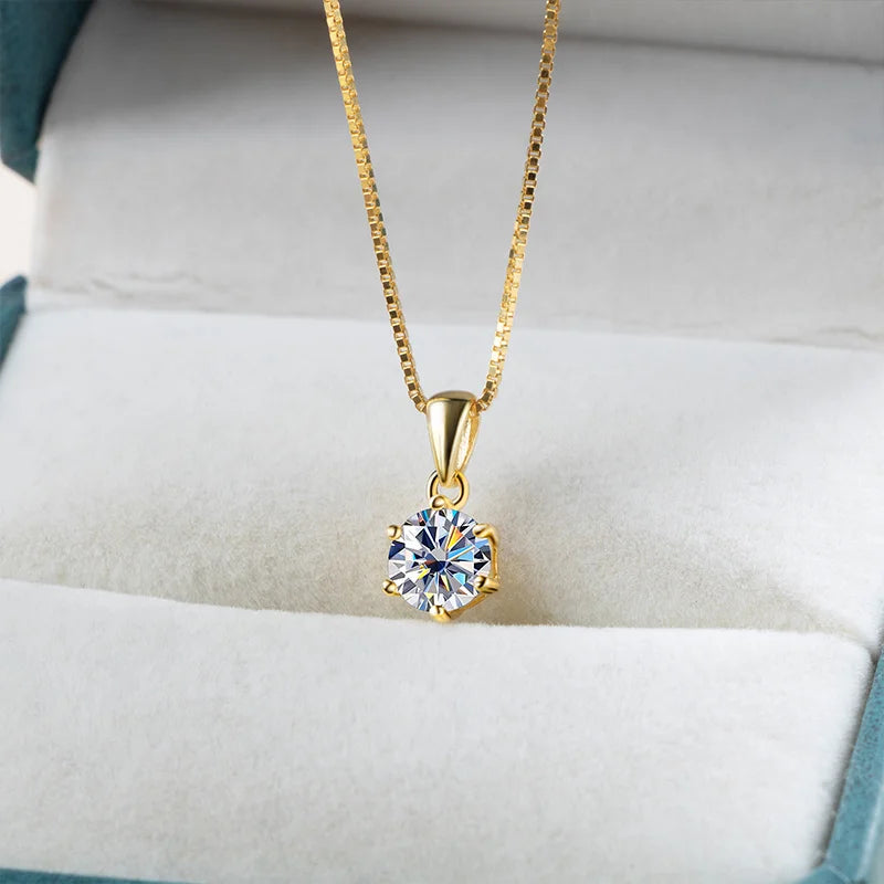 Moissanite Pendant Necklace 925 Sterling Silver Women