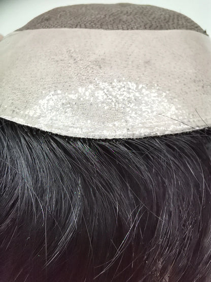 Fine Mono Toupee for Men Natural Black Human Hair