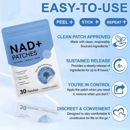 30PCS NAD+ Body Management Patch Skin Friendly Support Sticker