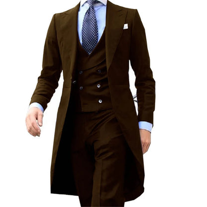 Royal Blue Long Tail Coat 3 Piece Suit for Men