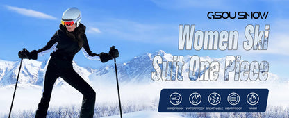 Gsou Women's Winter Snow Jumpsuit Waterproof Ski Suit