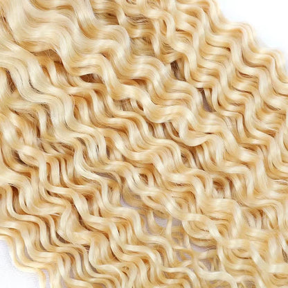 613 Blonde Deep Wave Human Hair Bundles 28 30 32 Inch