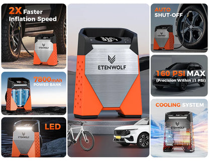 ETENWOLF ZEPHYR S3 Portable Tire Inflator 160 PSI
