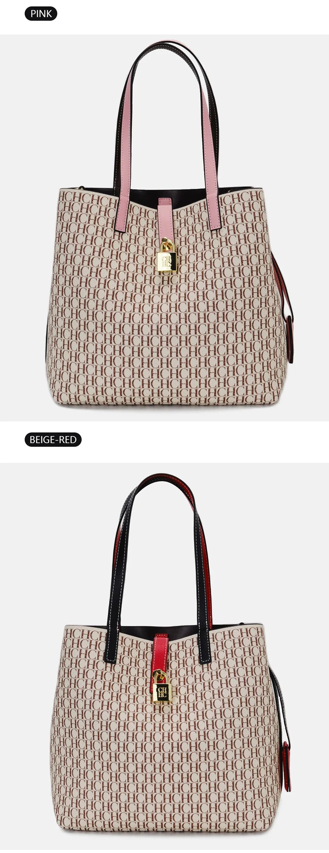 CH Women Monogram Print Shoulder Bag Large Capacity