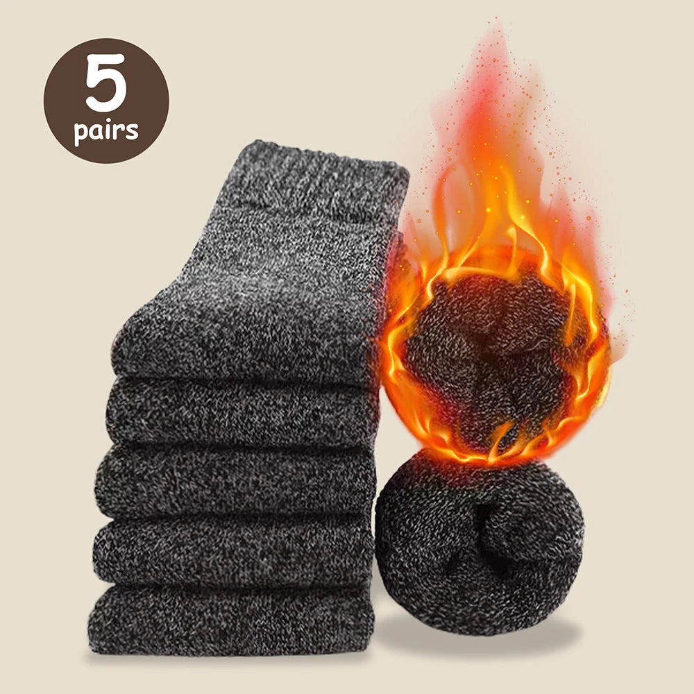 Men's Thick Warm Mid-Calf Socks, 3 Pairs Polyester