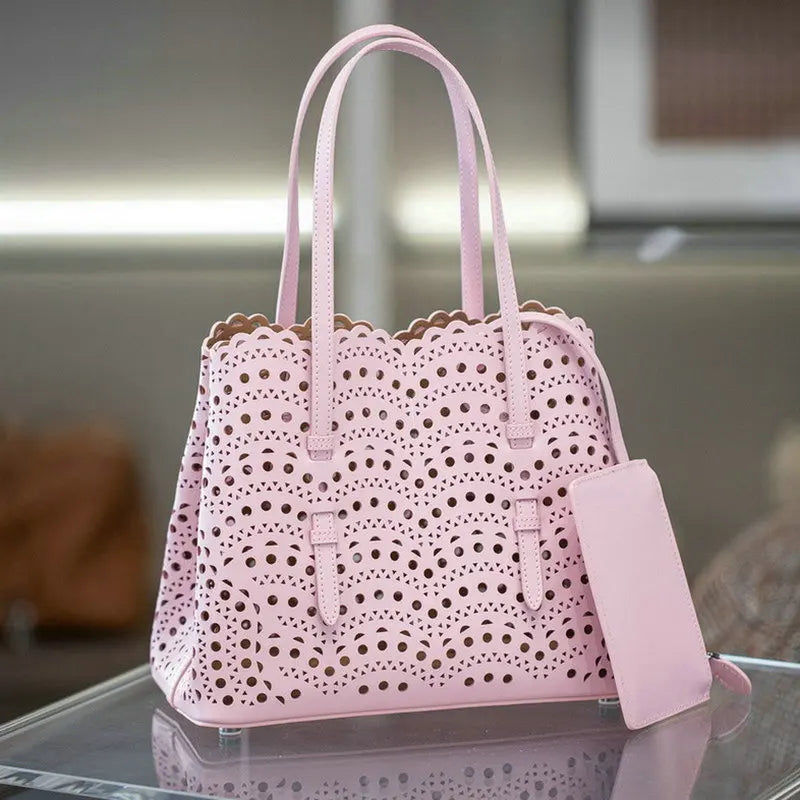 Mini Cowhide Shoulder Handbag Genuine Leather Bucket Bag