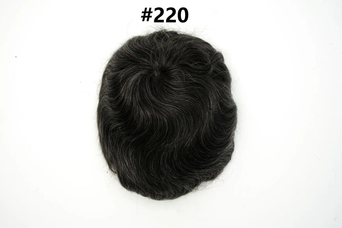 V Loop Silk Base Wavy Toupee for Men 8x10