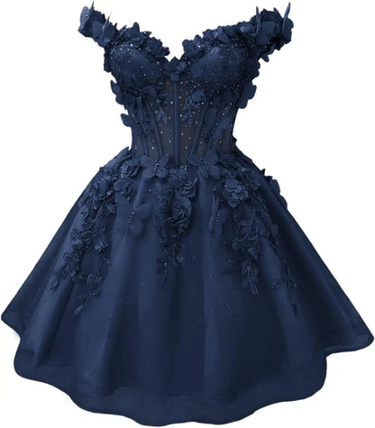 Butterfly Short Off Shoulder Prom Dress for Teens
