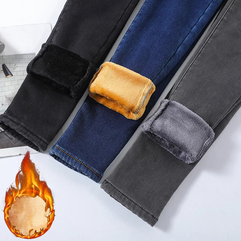 Women's Winter Plush Stretch Skinny Jeans