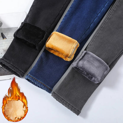 Women's Winter Plush Stretch Skinny Jeans