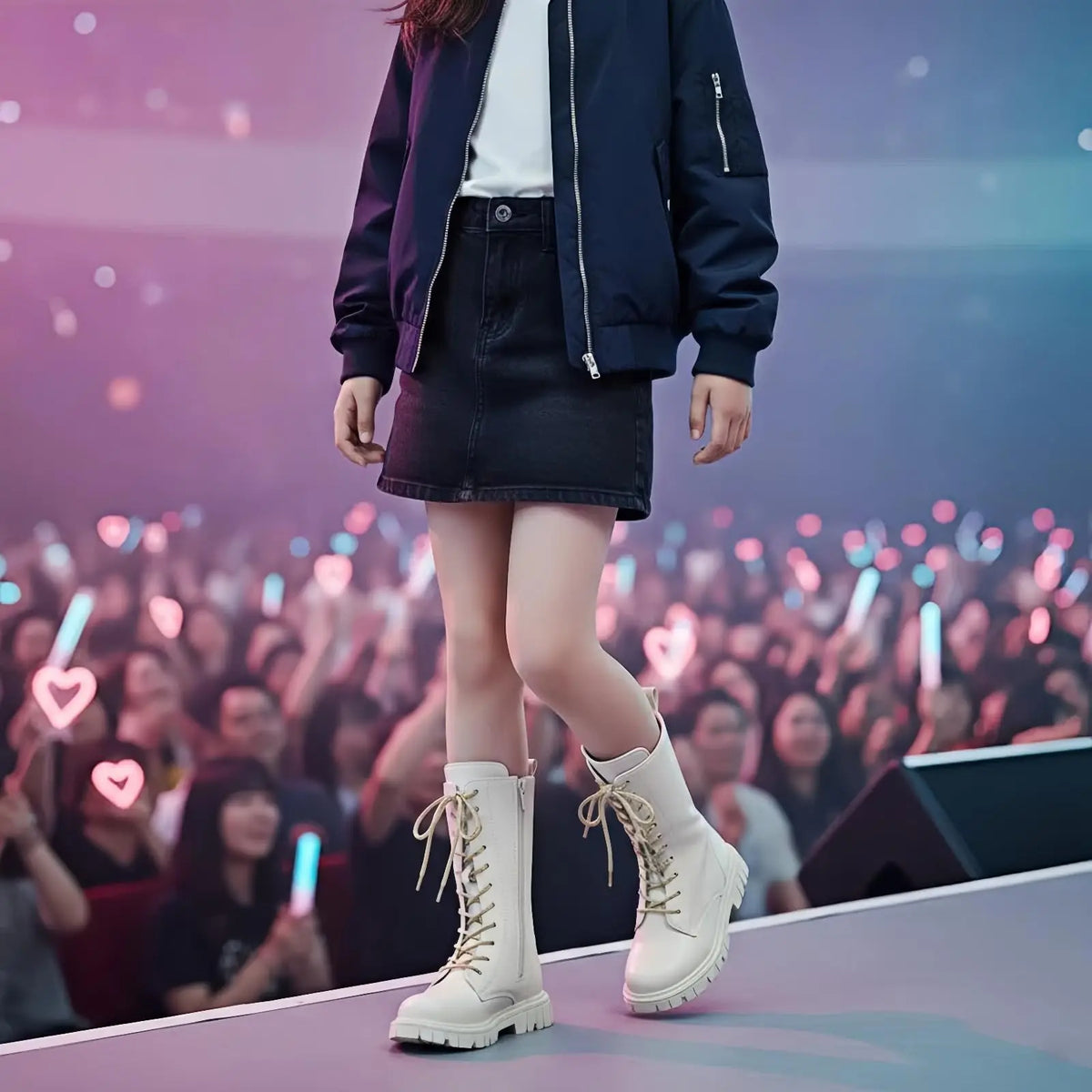 Punk Gothic Mid-Calf Combat Boots for Girls